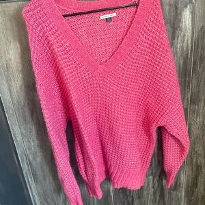 American Eagle Outfitters Women's V-Neck Sweater in Pink